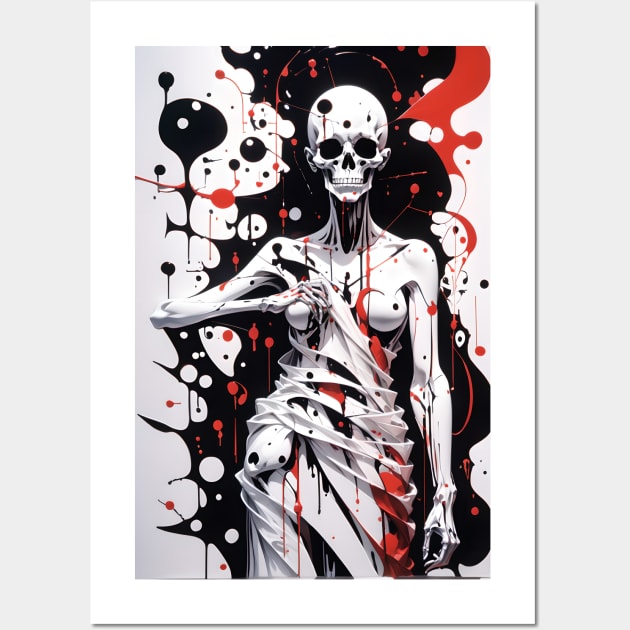 Monochrome Reverie: Artful Skeleton Silhouette Wall Art by AlexBRD